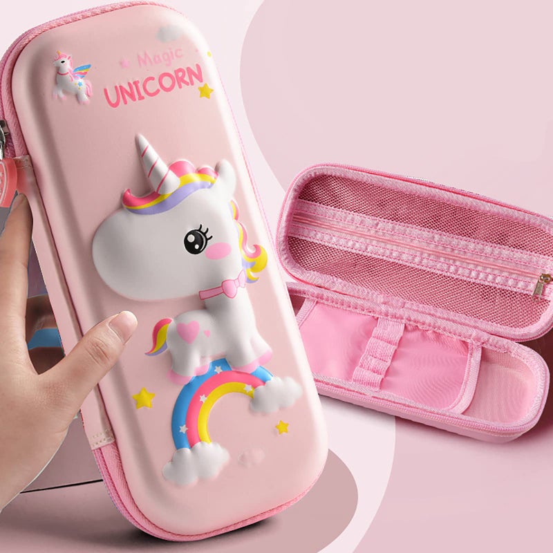 FEWOFJ 3D Pencil Case for Kids Girls, Waterproof Pencil Box with Compartments Cute Pen Pouch (Pink) - Image 3